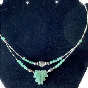 Jadite Silver Style Necklace and Bracelet